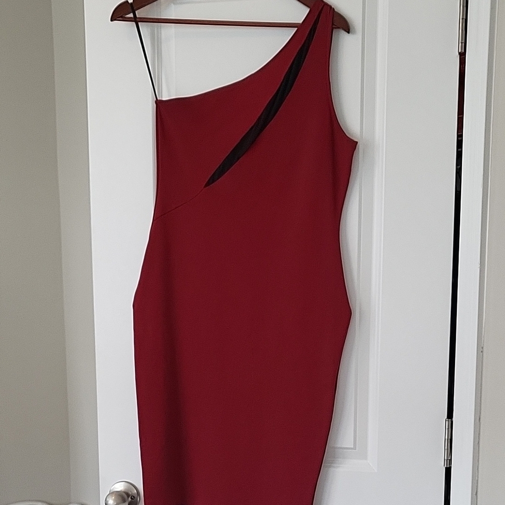 Guess Maroon One-Shoulder Bodycon Cocktail Dress